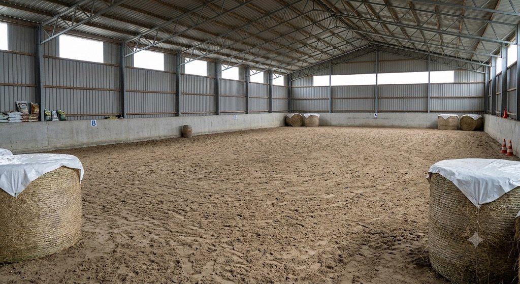 Manège couvert pour le travail des chevaux en toutes saisons
